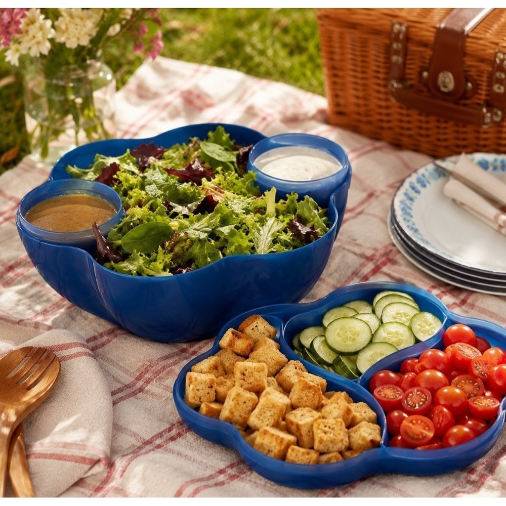 Tupperware Open House Collection Chip 'N Dip Bowl Set in Sheer Blue